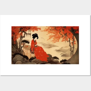 Classic Japanese Style Geisha Artwork Posters and Art